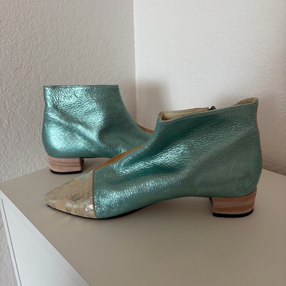 NEW EBARRITO 41 Multicolor Leather Ankle Zip Booties Boots - Picture 6 of 16